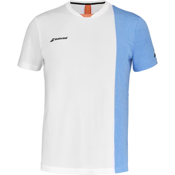 Polera Babolat Play Crew Neck Tee Boy Blanco Azul