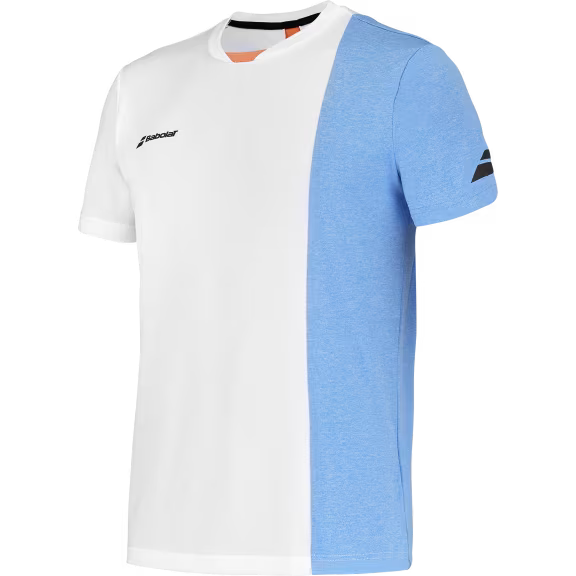 Polera Babolat Play Crew Neck Tee Boy Blanco Azul
