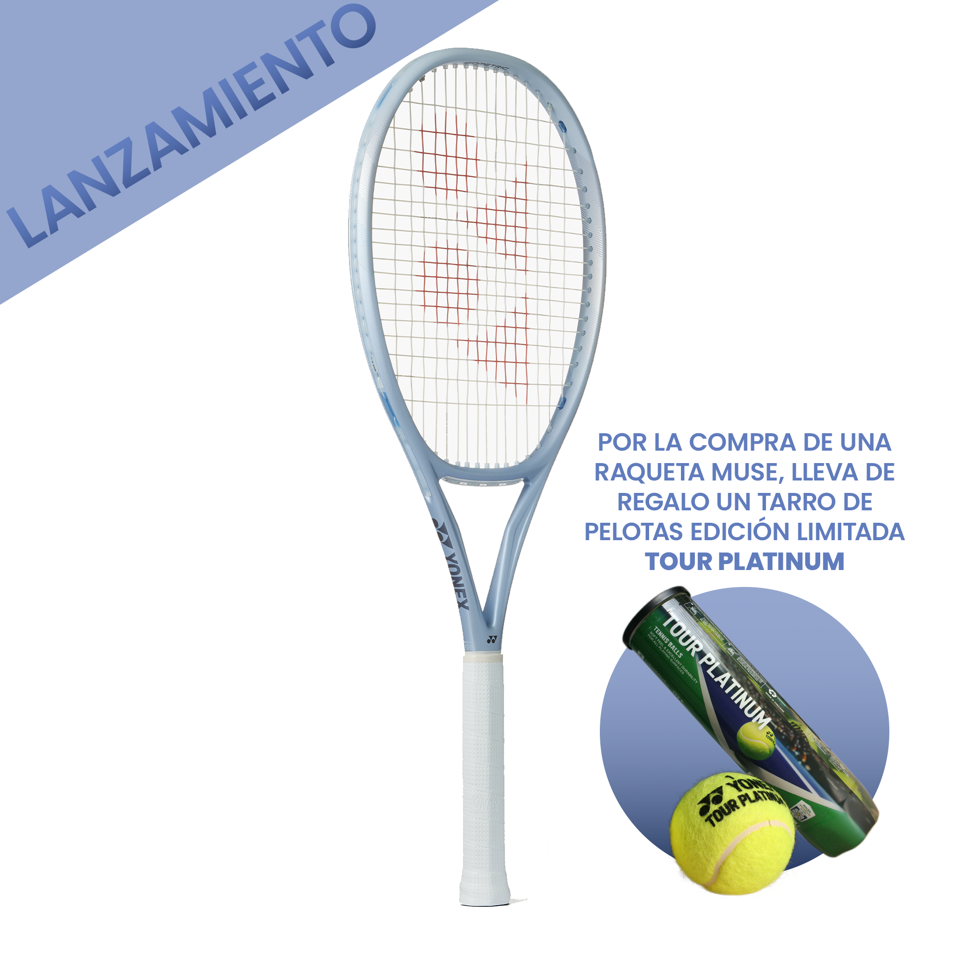 Raqueta Tenis MUSE 100 295GR PEARL SILVER