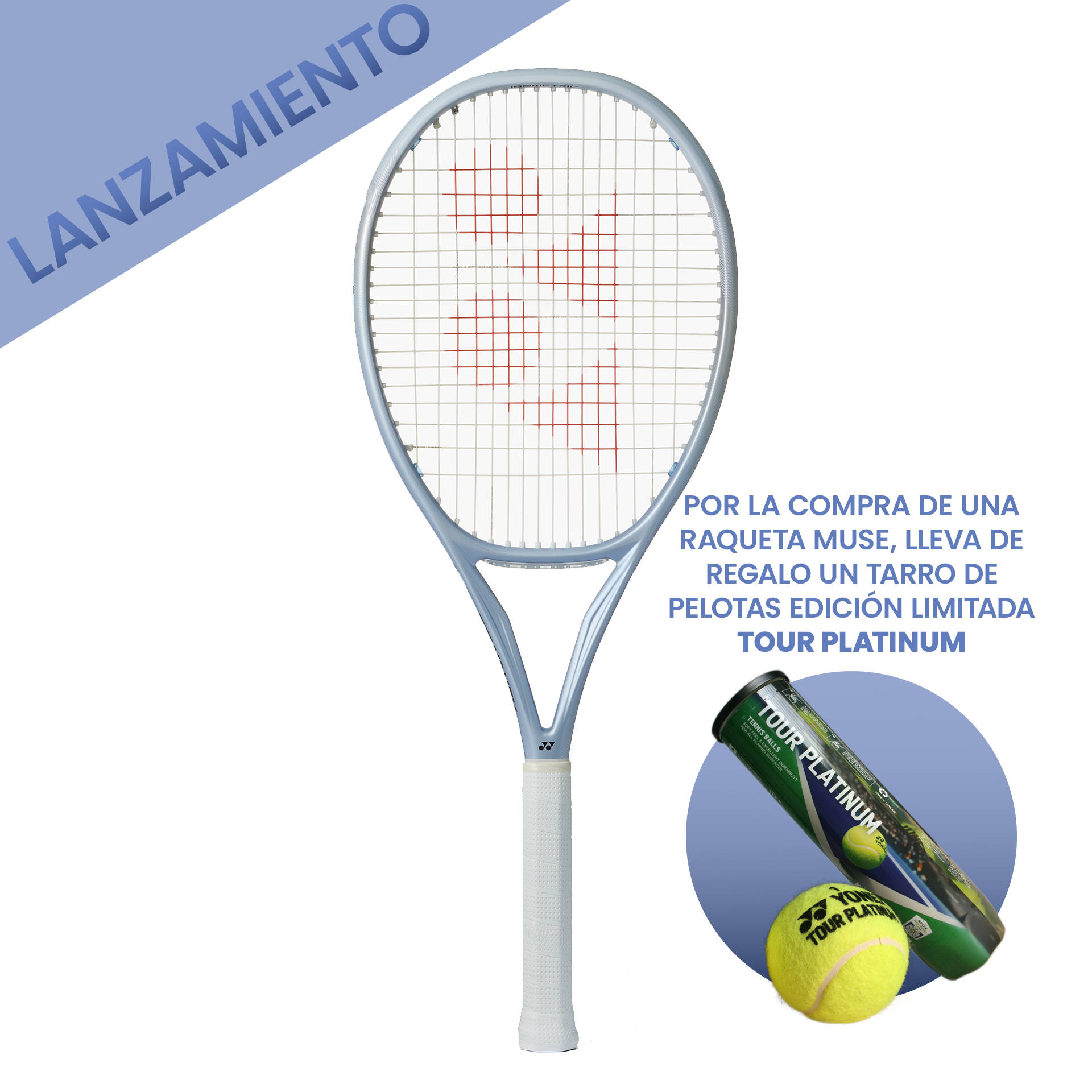 Raqueta Tenis MUSE 100 295GR PEARL SILVER