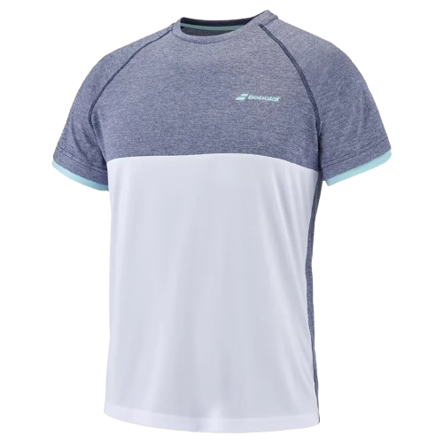 Polera Babolat Play Crew Neck Tee Boy White Blue