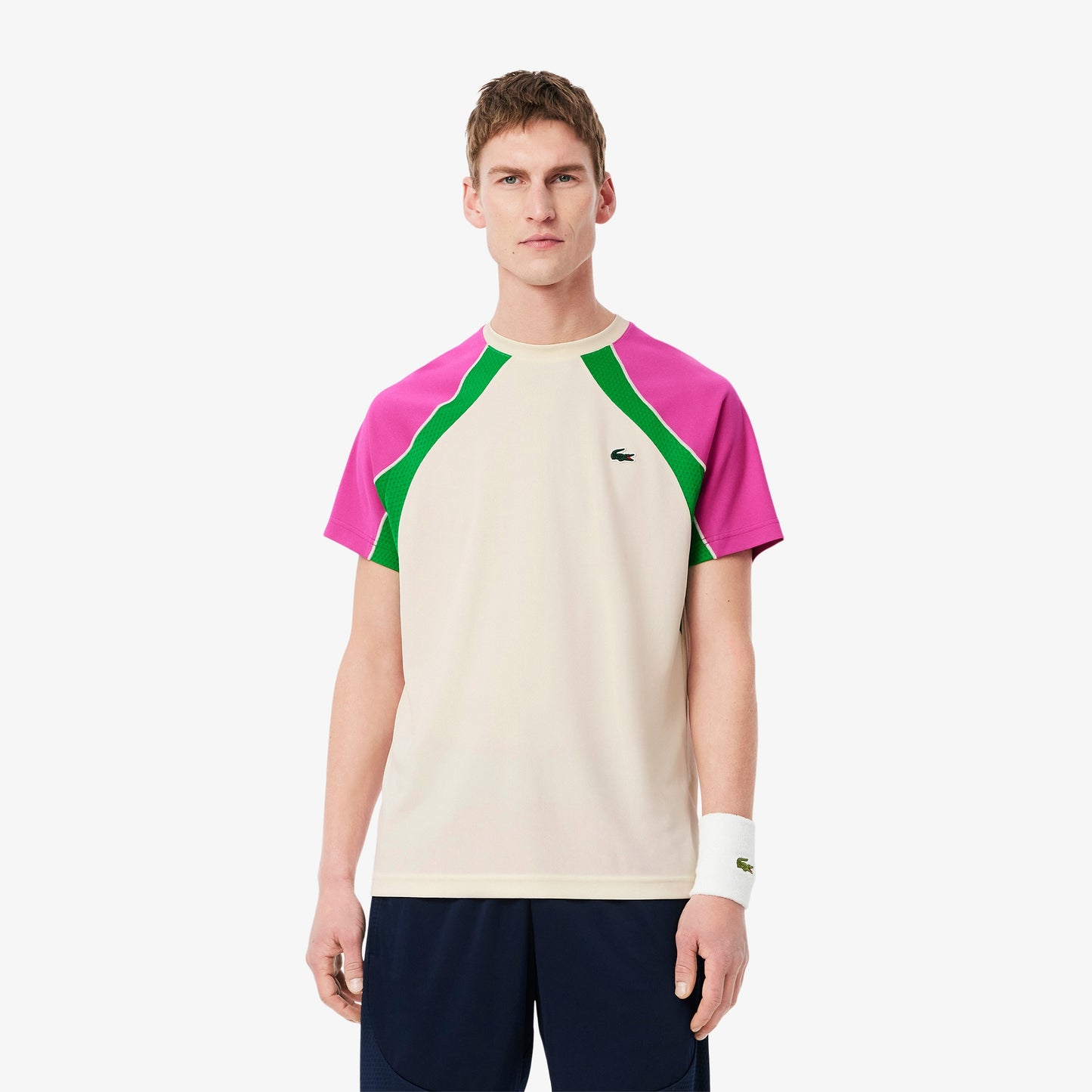 Polera Lacoste Multicolor Crema/Rosa/Verde