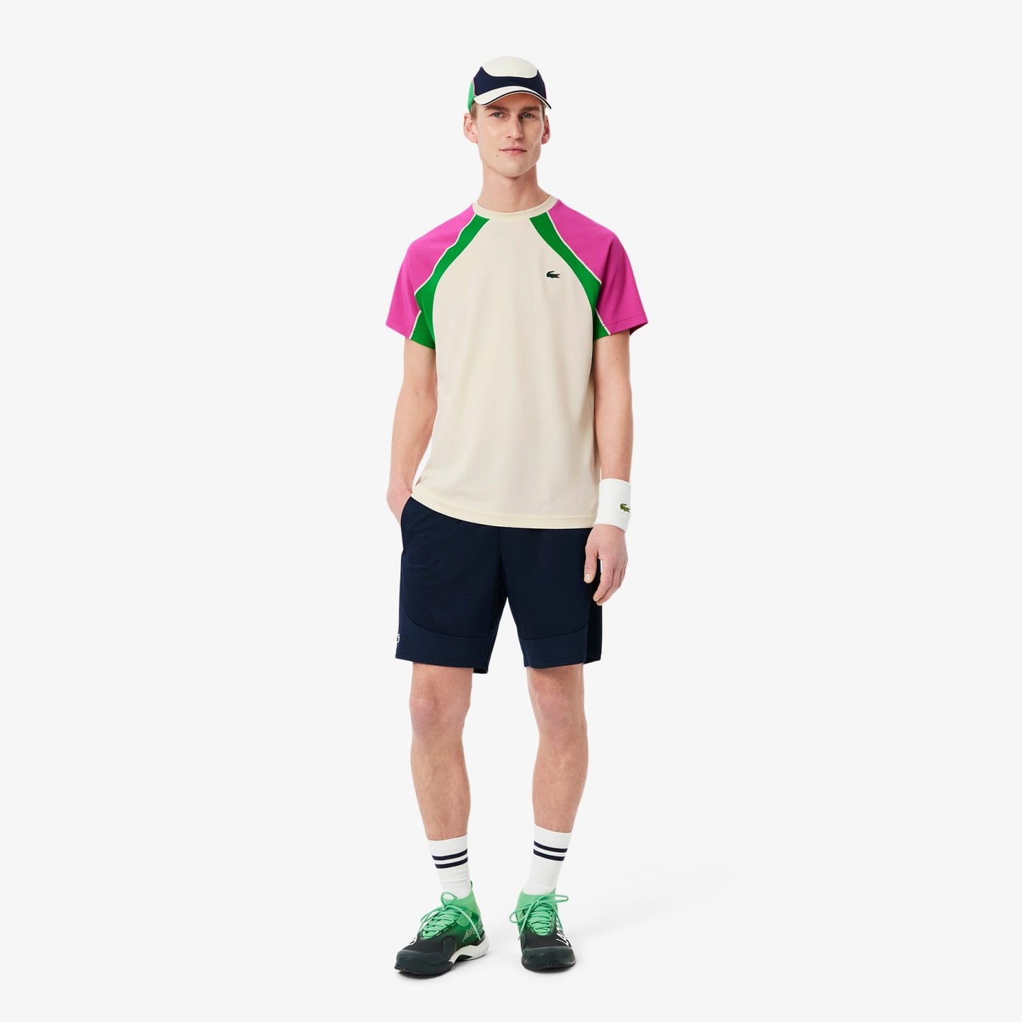 Polera Lacoste Multicolor Crema/Rosa/Verde